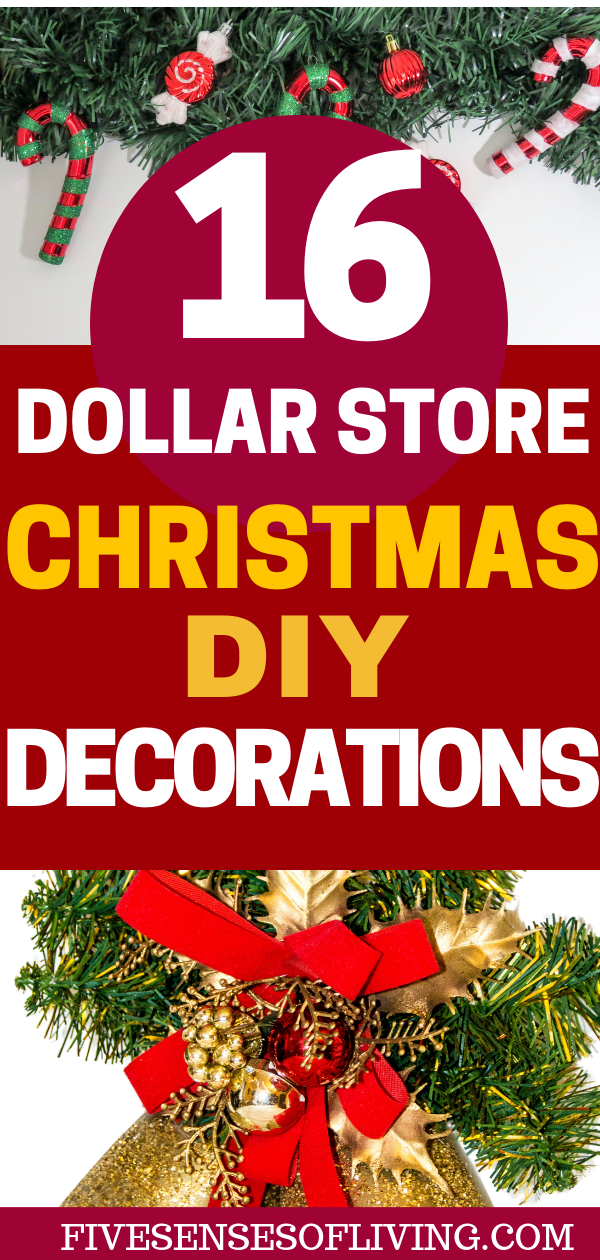 Make beautiful Christmas Decorations with these amazing DIY ideas that are cheap and frugal from the dollar store.  Decorations for Christmas and the holidays doesn't have to be expensive