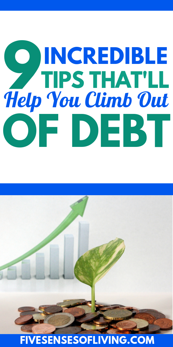 Debt Free! Dont let debt stand in your way of financial freedom. Follow these 9 tips now to help you get out of debt for GOOD. These are incredible and will change your life. #debtfree #getoutofdebt #debt