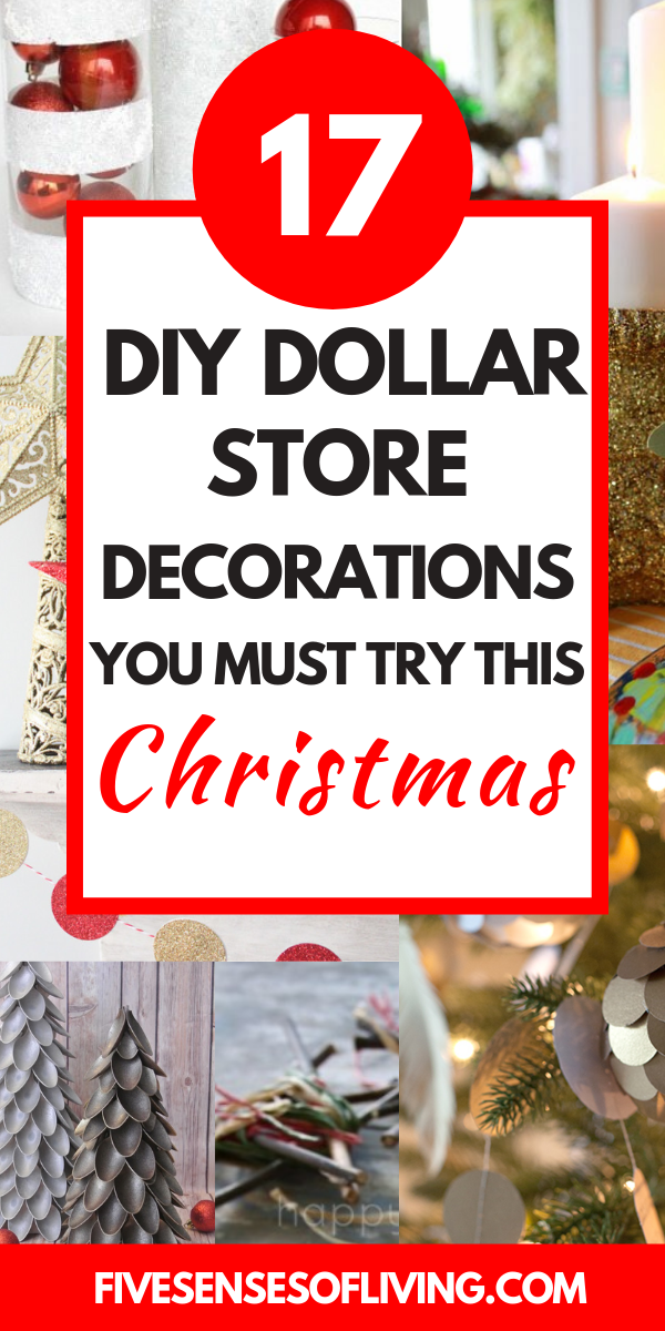 Make beautiful Christmas Decorations with these amazing DIY ideas that are cheap and frugal from the dollar store.  Decorations for Christmas and the holidays doesn't have to be expensive