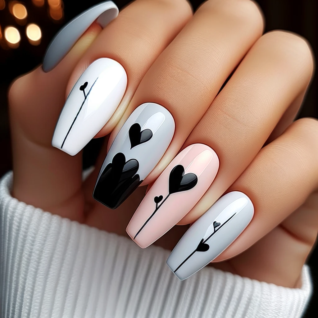 25 Sweet Heart Nail Art Designs | Valentine's day nails, Heart nails, Simple  nail art designs