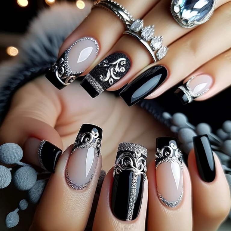 37 Black And Silver Nails That Are Show Stoppers