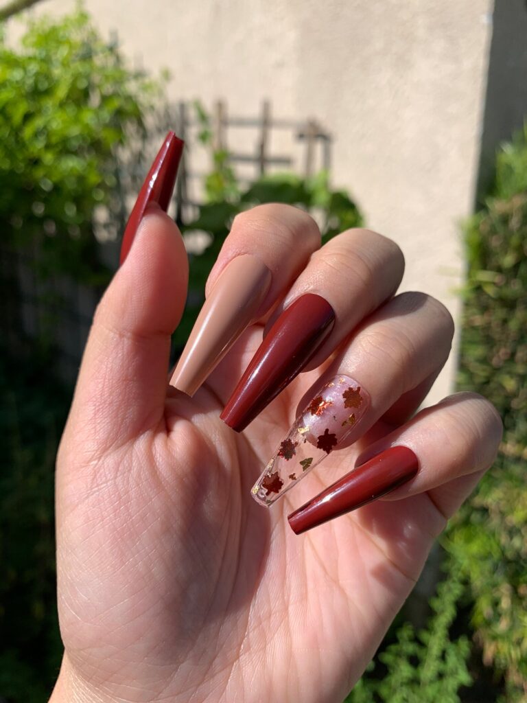 fall nails long with red
