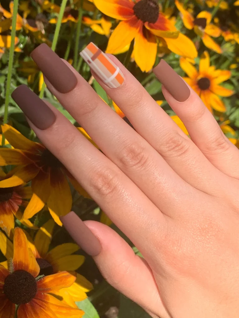 fall nails with plaid