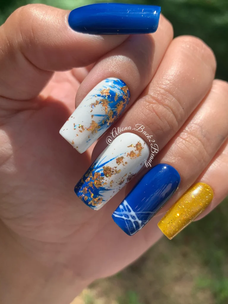 fall nails with golden ocean