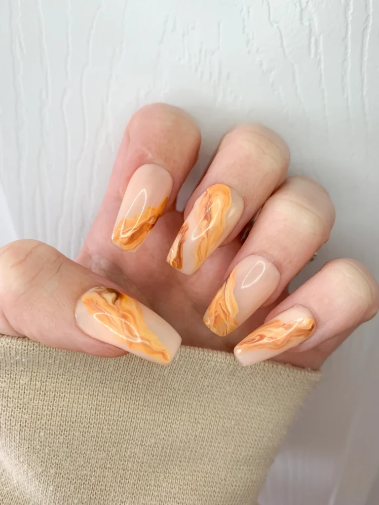 fall nails with orange