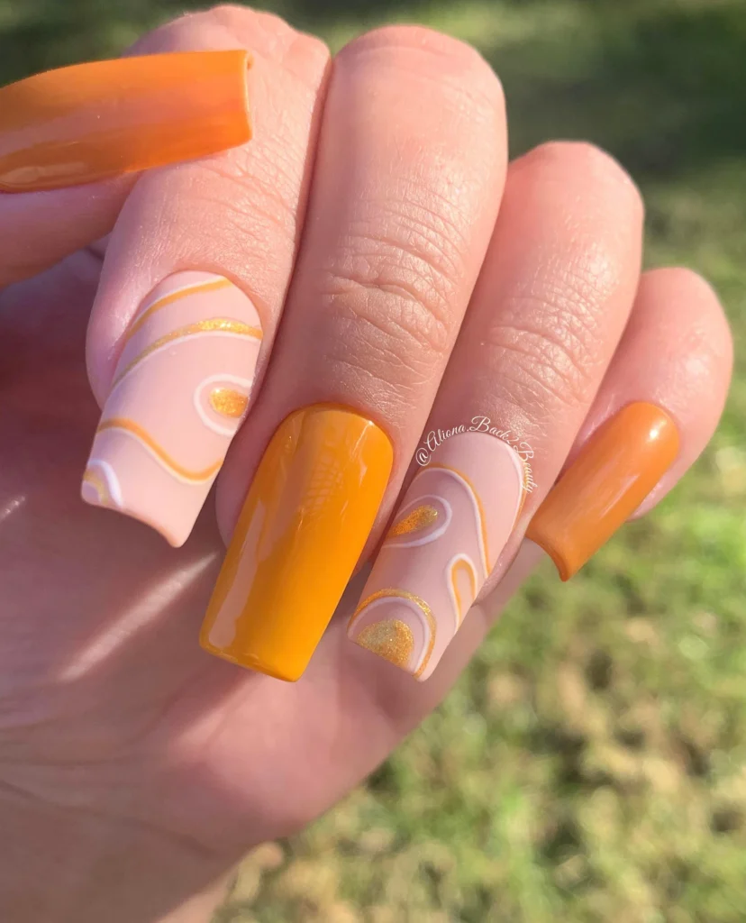 fall nails with a retro vibe