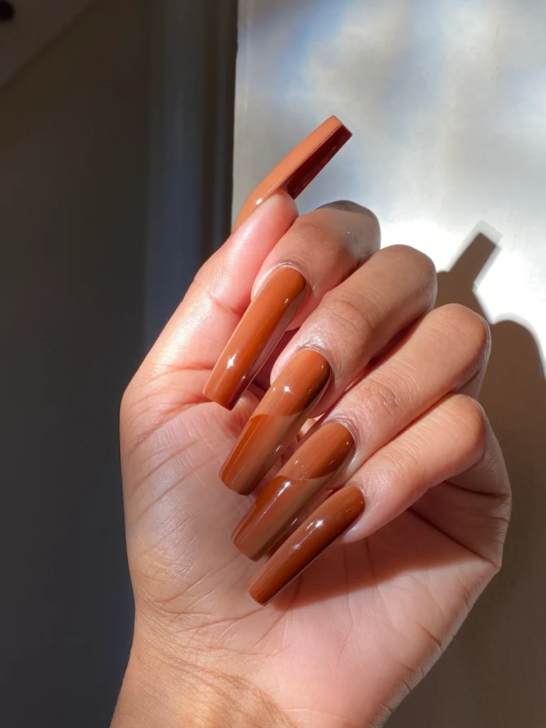 fall nails chrome brown nails