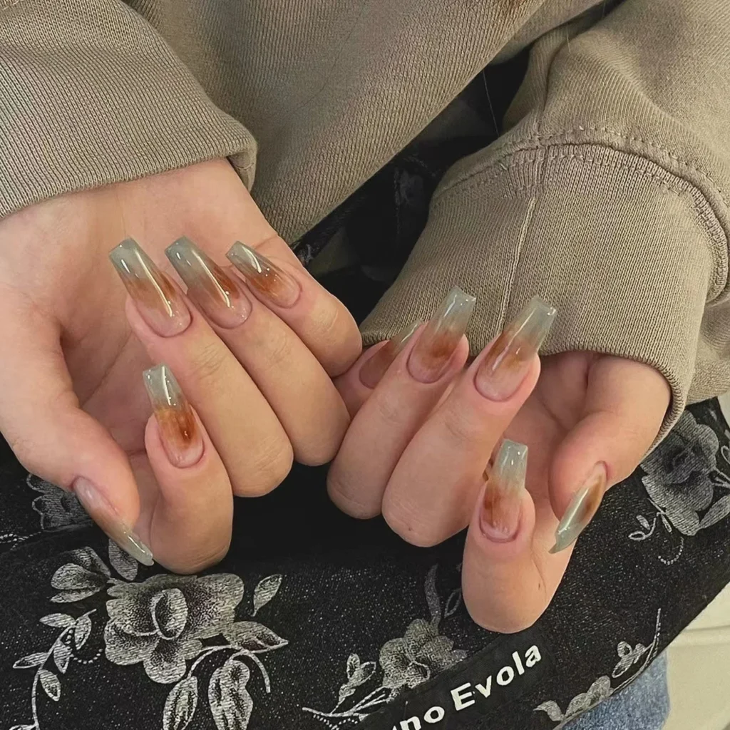 fall nails in neutral ombre colors
